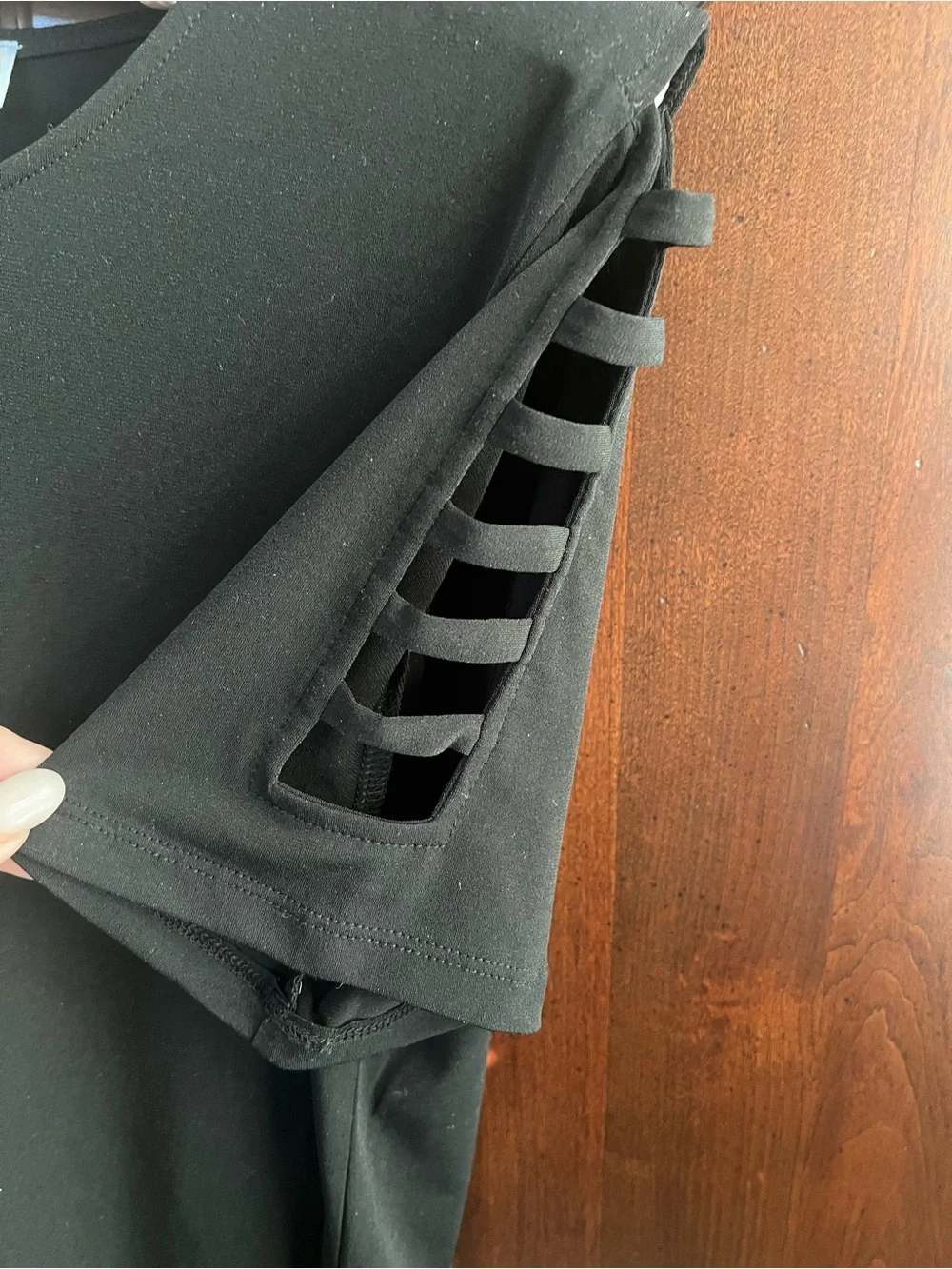Michael Kors Black Short Sleeve Ladder-Sleeve Top